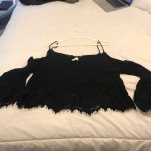Black cold-shoulder top